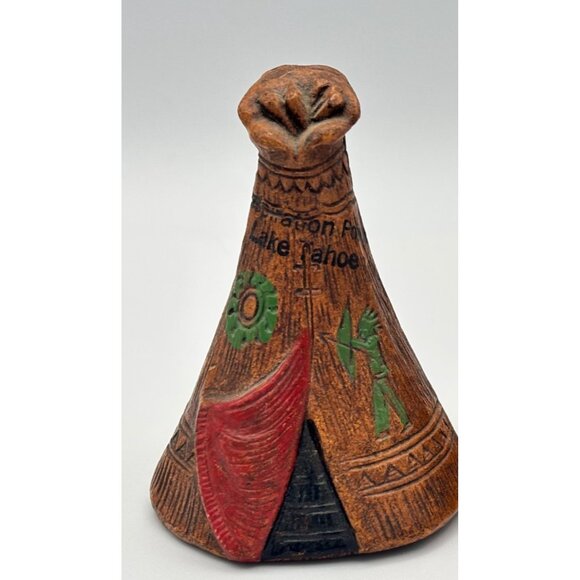 Vintage 1947 Hand-Painted Teepee Salt & Pepper Shakers Lake Tahoe California - Picture 2 of 6